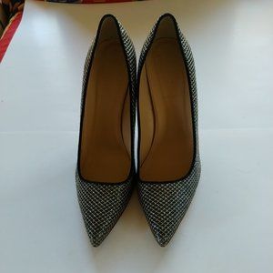J Crew Midnight Blue Gold Metallic Diamond Heels